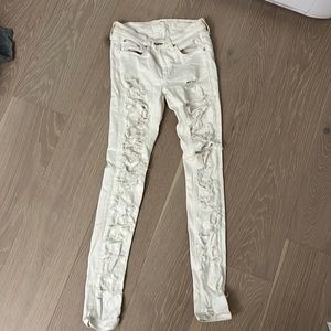 Rag & Bone ultra distressed white jeans